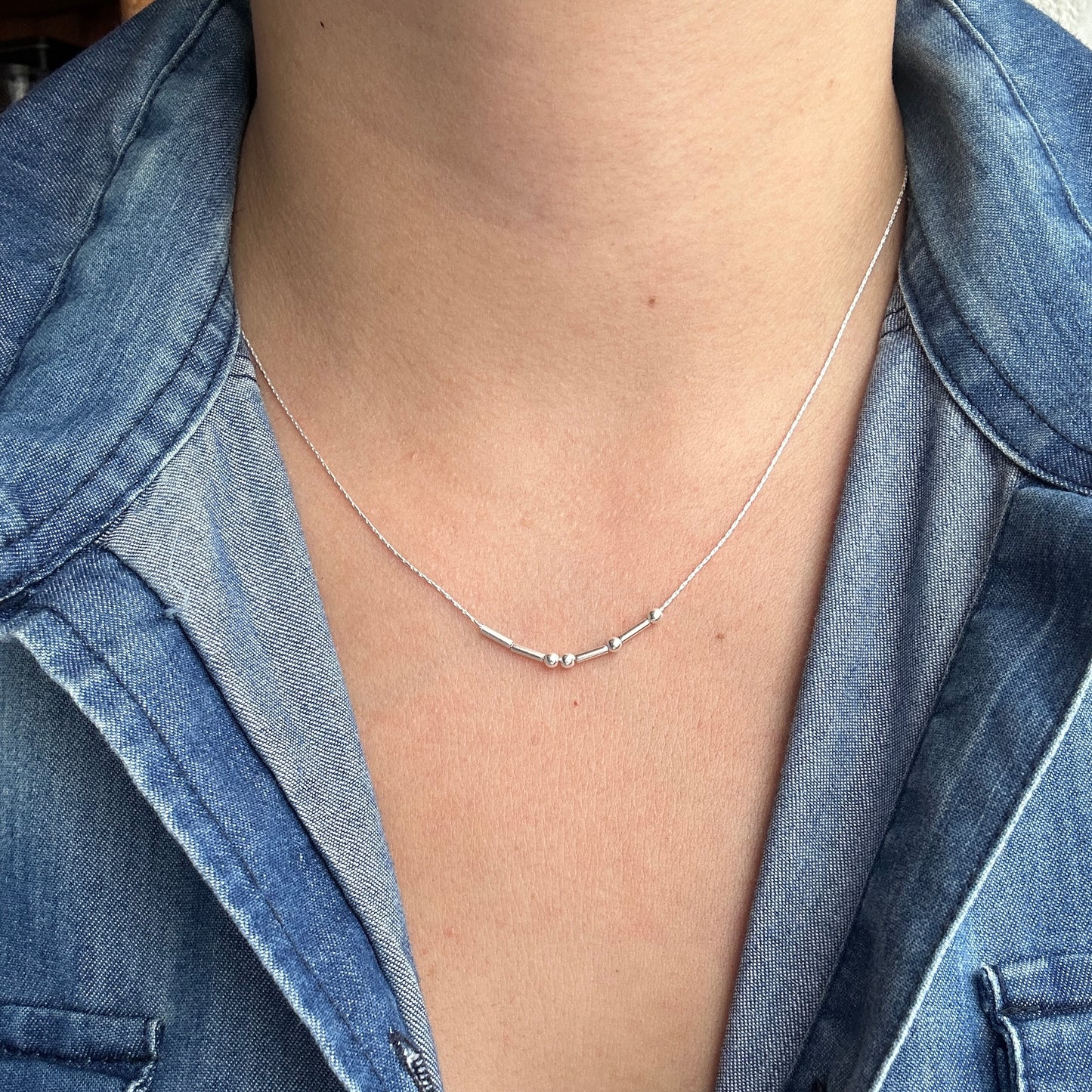 COLLAR CÓDIGO MORSE PLATA 925