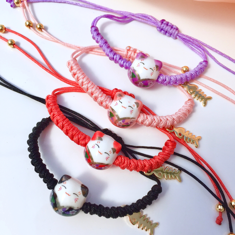 PULSERA GATITO GOLDO DE LA SUERTE