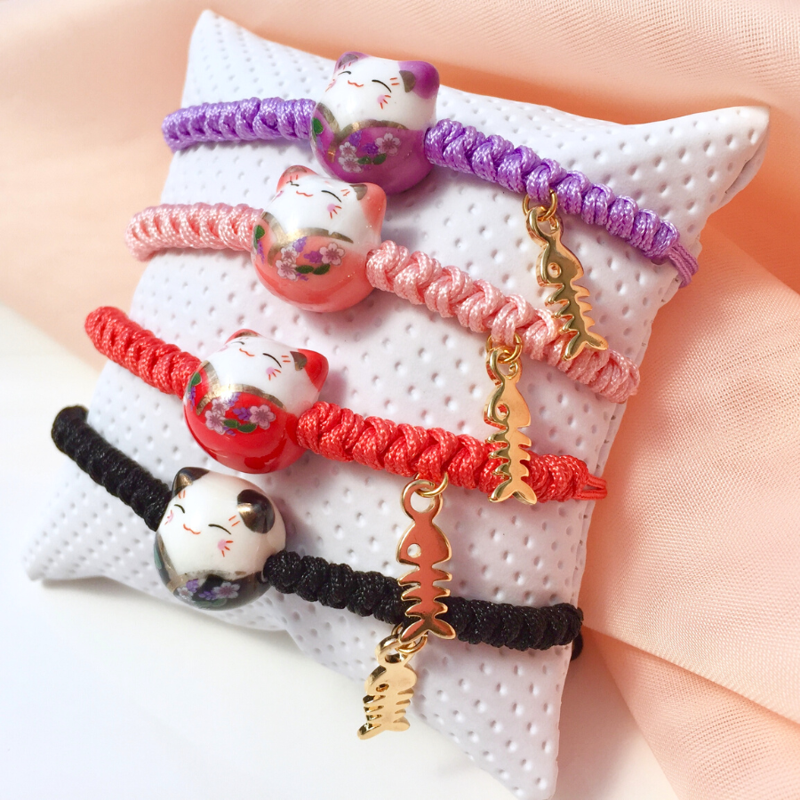 PULSERA GATITO GOLDO DE LA SUERTE