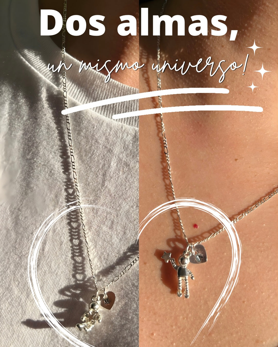 COLLARES AMOR GALÁCTICO DE PLATA 925 (PRECIO POR AMBOS COLLARES)